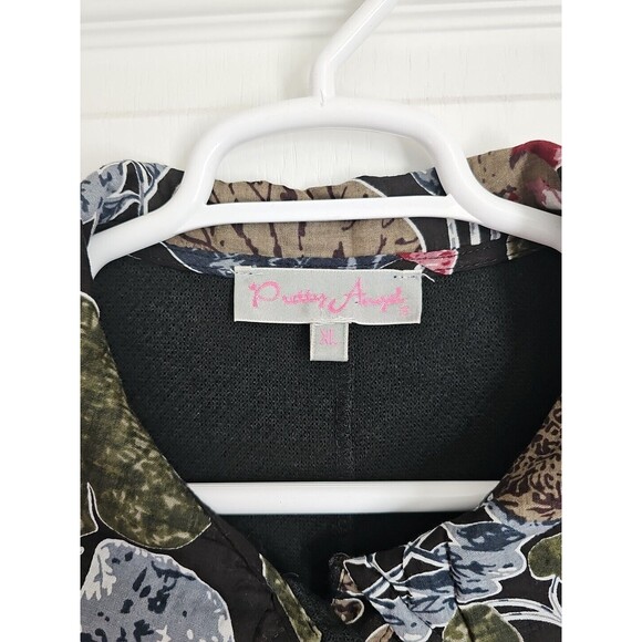 Pretty Angel Floral Knit Duster XL Black Whimsygoth Mixed Media Cardigan - Picture 6 of 16